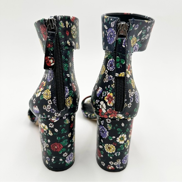 Red Fleece Brooks Brothers Floral Heel Sandal Peep Toe - Picture 6 of 13